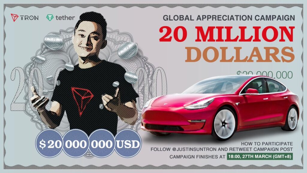 Justin Sun: egy Teslát és 20 millió dollárt dob szét a Tron és BitTorrent Token alapítója