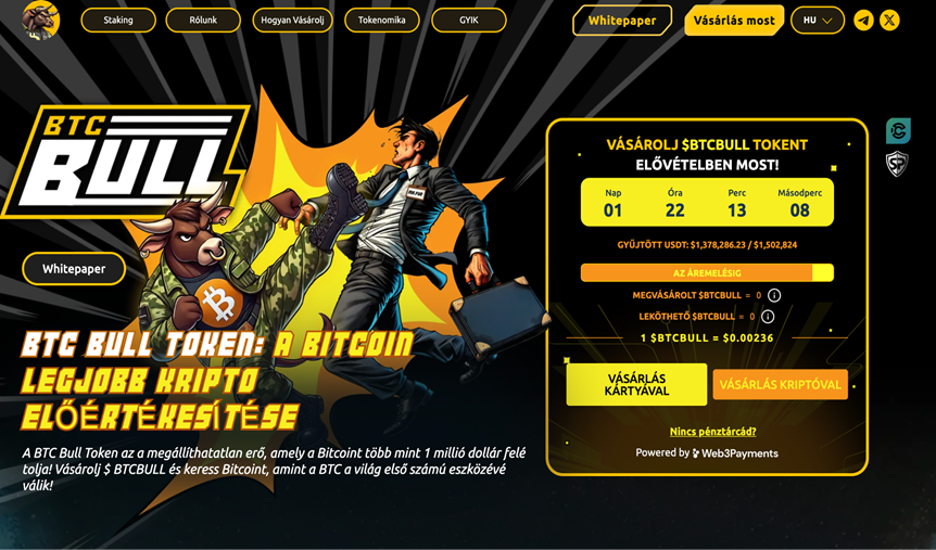 A BTCBULL token két nap alatt egymillió dollárt gyűjtött A BTCBULL token két nap alatt egymillió dollárt gyűjtött
