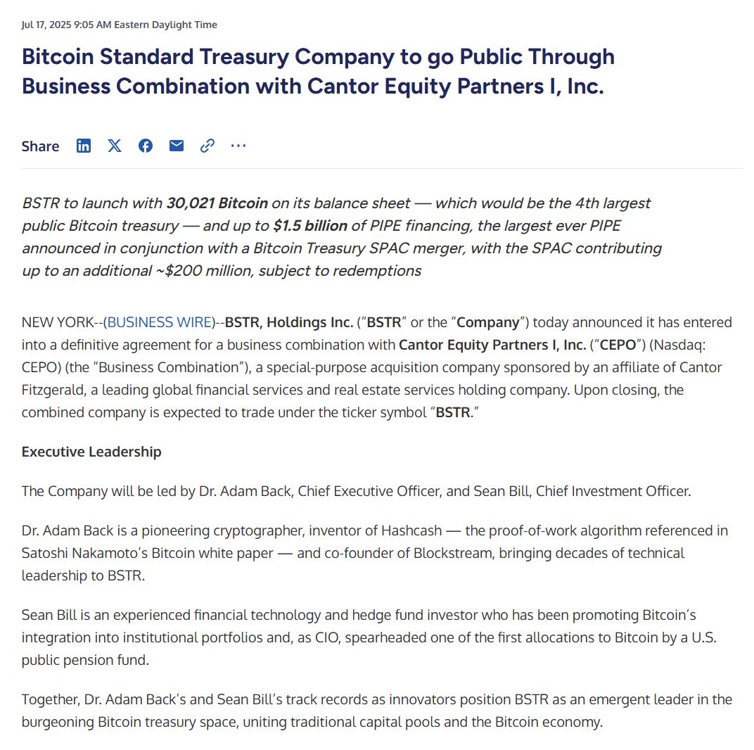 4 milliárd dolláros Bitcoin-üzletet kötött a Cantor Fitzgerald