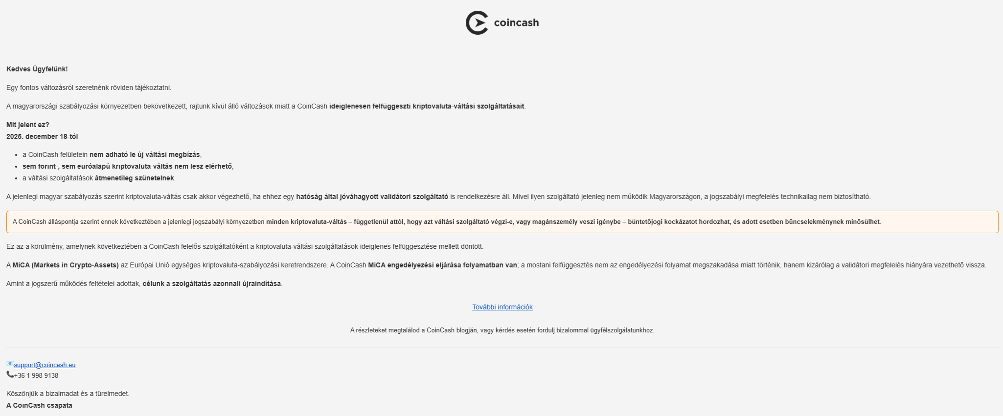 Kriptopánik a Revolut után a CoinCash is térdre kényszerült