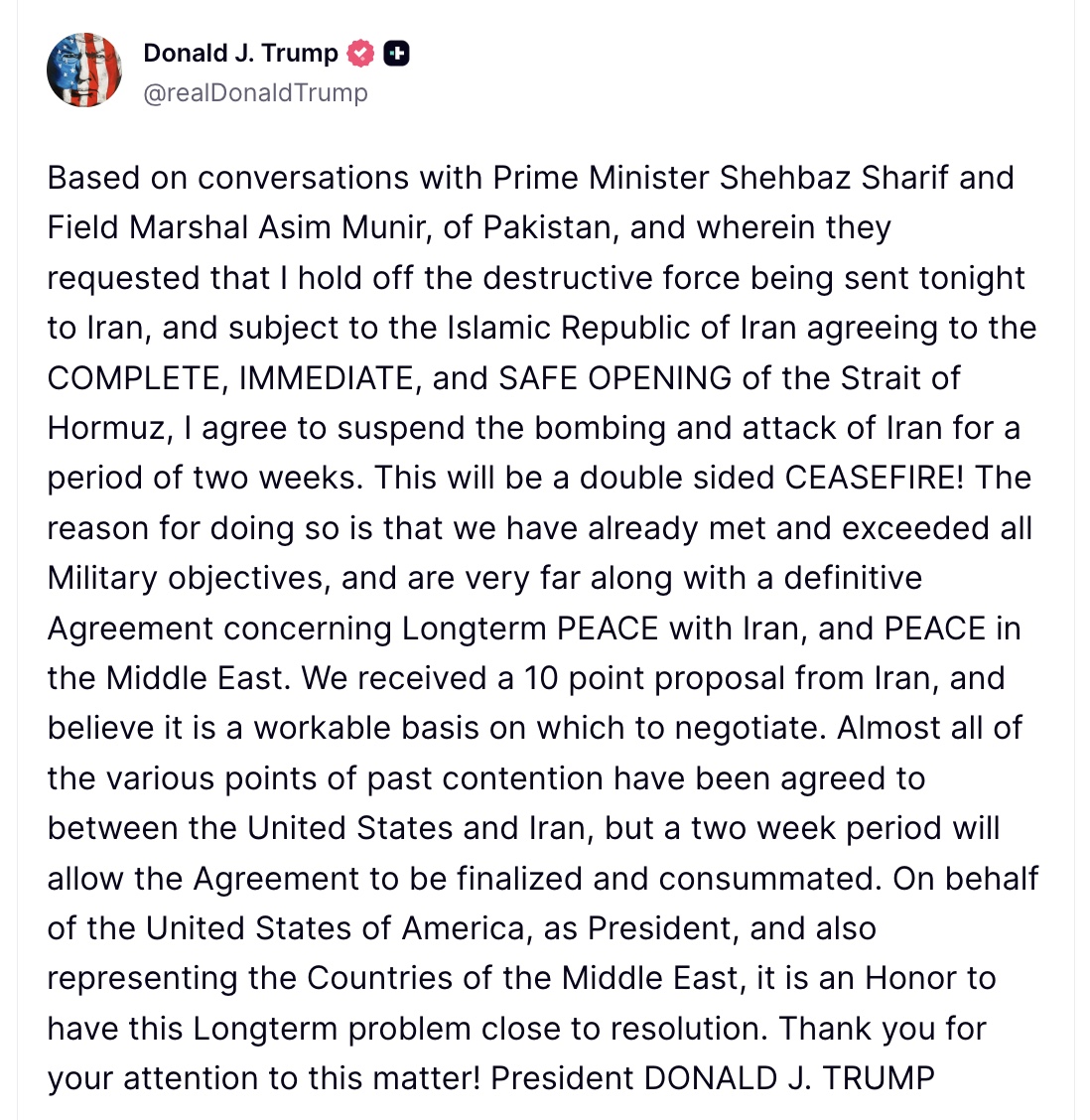 tűzszünet Iránnal